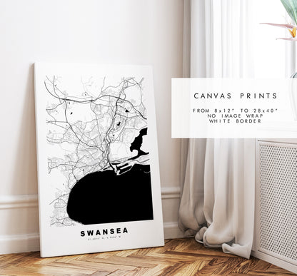 Swansea Map Print - Minimalist City Map Poster - Map Art - Wales - Swansea Print - Swansea Poster - Different Colours Available