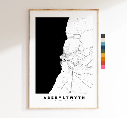 Aberystwyth Map Print - Minimalist City Map Poster - Map Art - Wales - Aberystwyth Print - Aberystwyth Poster - Different Colours Available