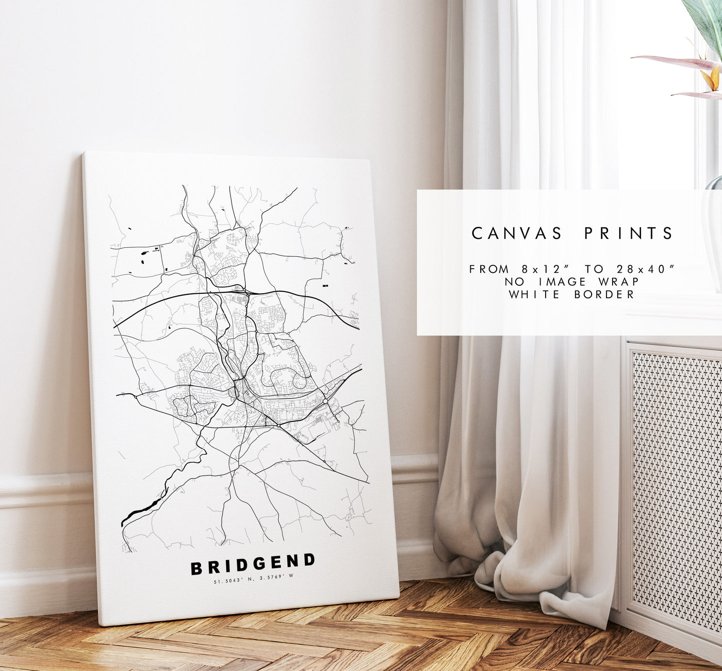 Bridgend Map Print - Minimalist City Map Poster - Map Art - Wales - Bridgend Print - Bridgend Poster - Different Colours Available