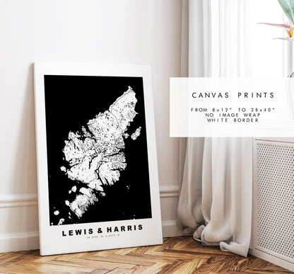 Lewis and Harris Map Print - Minimalist Map Poster - Map Wall Art - Scotland - Lewis and Harris Poster - Different Colours Available