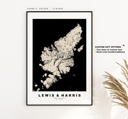 Lewis and Harris Map Print - Minimalist Map Poster - Map Wall Art - Scotland - Lewis and Harris Poster - Different Colours Available