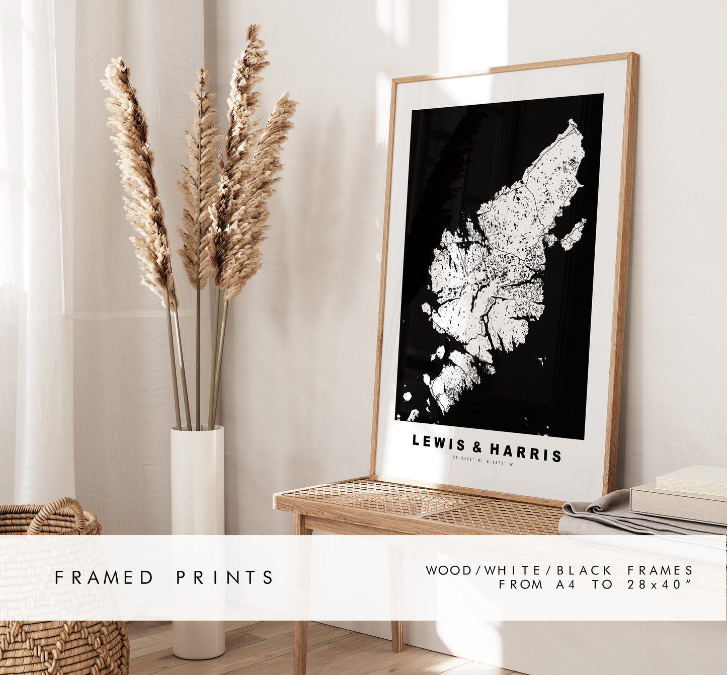 Lewis and Harris Map Print - Minimalist Map Poster - Map Wall Art - Scotland - Lewis and Harris Poster - Different Colours Available