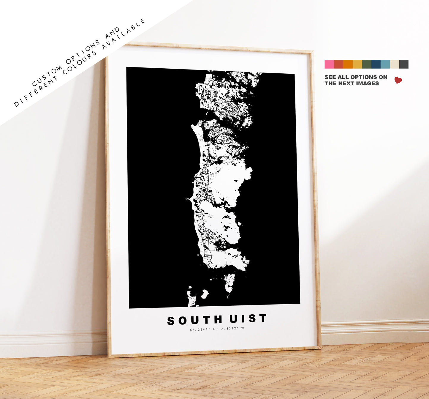 South Uist Map Print - Minimalist Map Poster - Map Wall Art - Scotland - South Uist Print - South Uist Poster - Different Colours Available