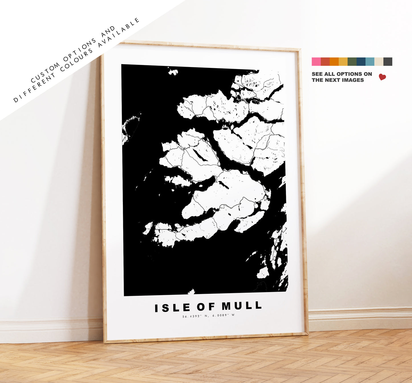 Isle of Mull Map Print - Minimalist Map Poster - Map Wall Art - Scotland - Isle of Mull Print - Mull Poster - Different Colours Available