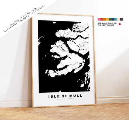 Isle of Mull Map Print - Minimalist Map Poster - Map Wall Art - Scotland - Isle of Mull Print - Mull Poster - Different Colours Available