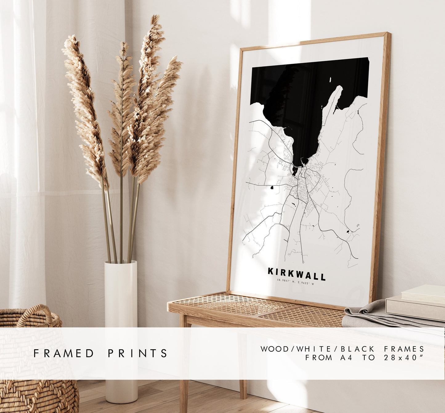 Kirkwall Map Print - Minimalist City Map Poster - Map Wall Art - Scotland - Kirkwall Print - Kirkwall Poster - Different Colours Available