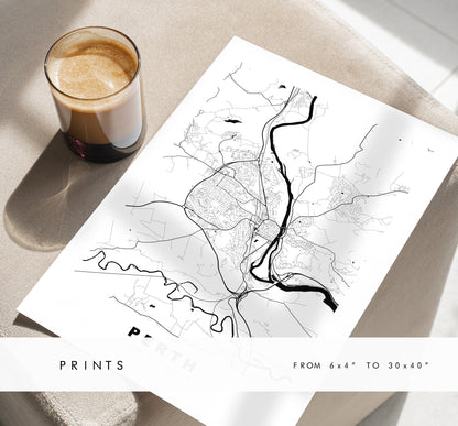 Perth Map Print (Scotland) - Minimalist City Map Poster - Map Wall Art - Scotland - Perth Print - Perth Poster - Different Colours Available