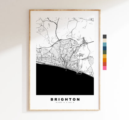 Brighton Map Print - Minimalist City Map Poster - Map Art - UK - Brighton Print - Brighton Poster - Different Colours Available