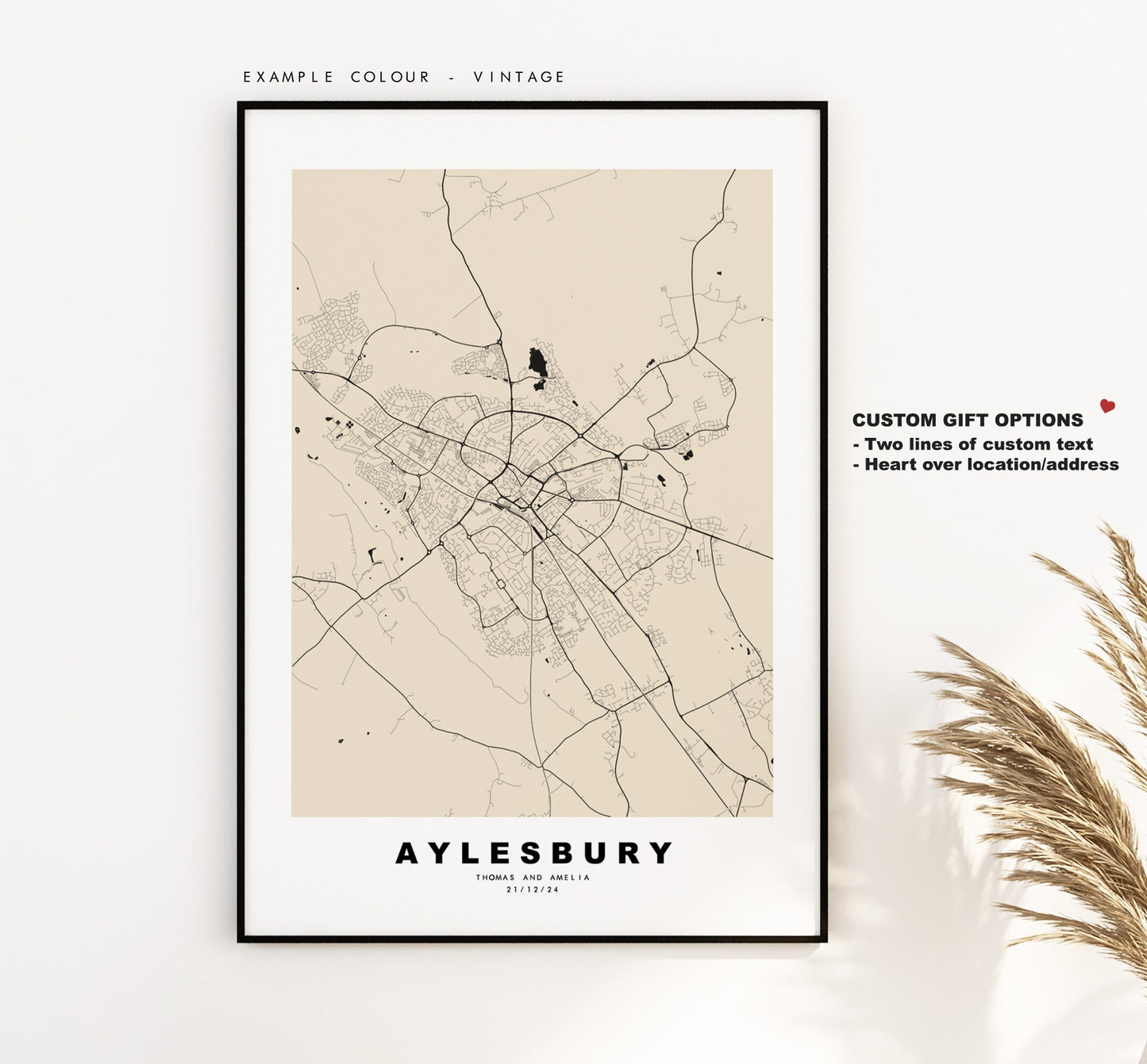 Aylesbury Map Print - Minimalist City Map Poster - Map Wall Art - UK - Aylesbury Print - Aylesbury Poster - Different Colours Available