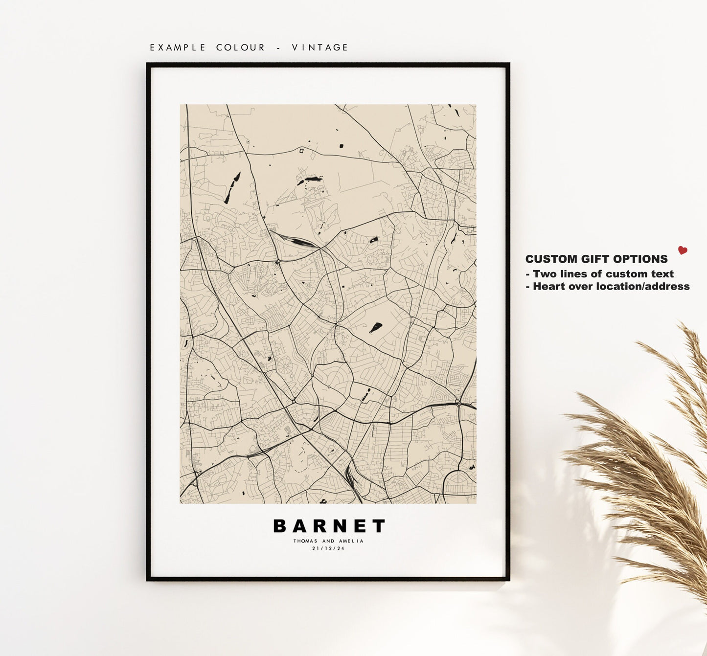 Barnet Map Print - Minimalist City Map Poster - Map Wall Art - UK - Barnet Print - Barnet Poster - Different Colours Available