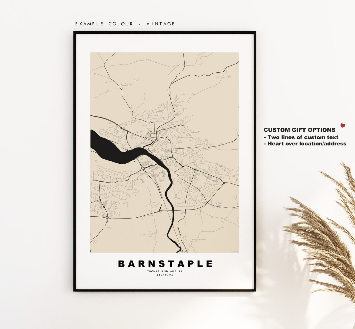 Barnstaple Map Print - Minimalist City Map Poster - Map Wall Art - UK - Barnstaple Print - Barnstaple Poster - Different Colours Available