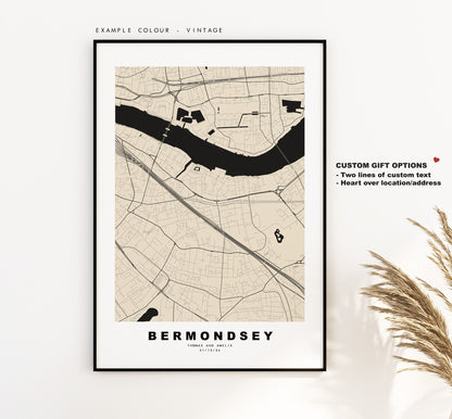 Bermondsey Map Print - Minimalist City Map Poster - Map Wall Art - UK - Bermondsey Print - Bermondsey Poster - Different Colours Available