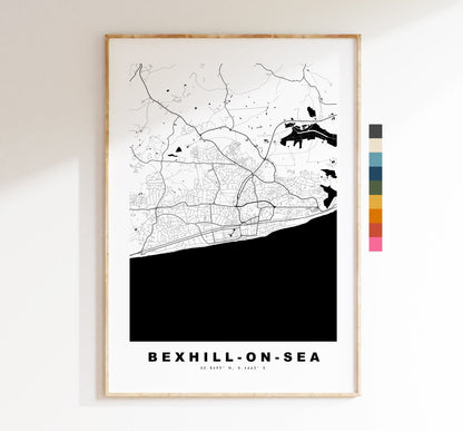 Bexhill Map Print - Minimalist City Map Poster - Map Wall Art - UK - Bexhill On Sea Print - Bexhill Poster - Different Colours Available