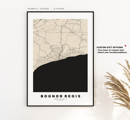 Bognor Regis Map Print - Minimalist City Map Poster - Map Wall Art - UK - Bognor Print - Bognor Regis Poster - Different Colours Available