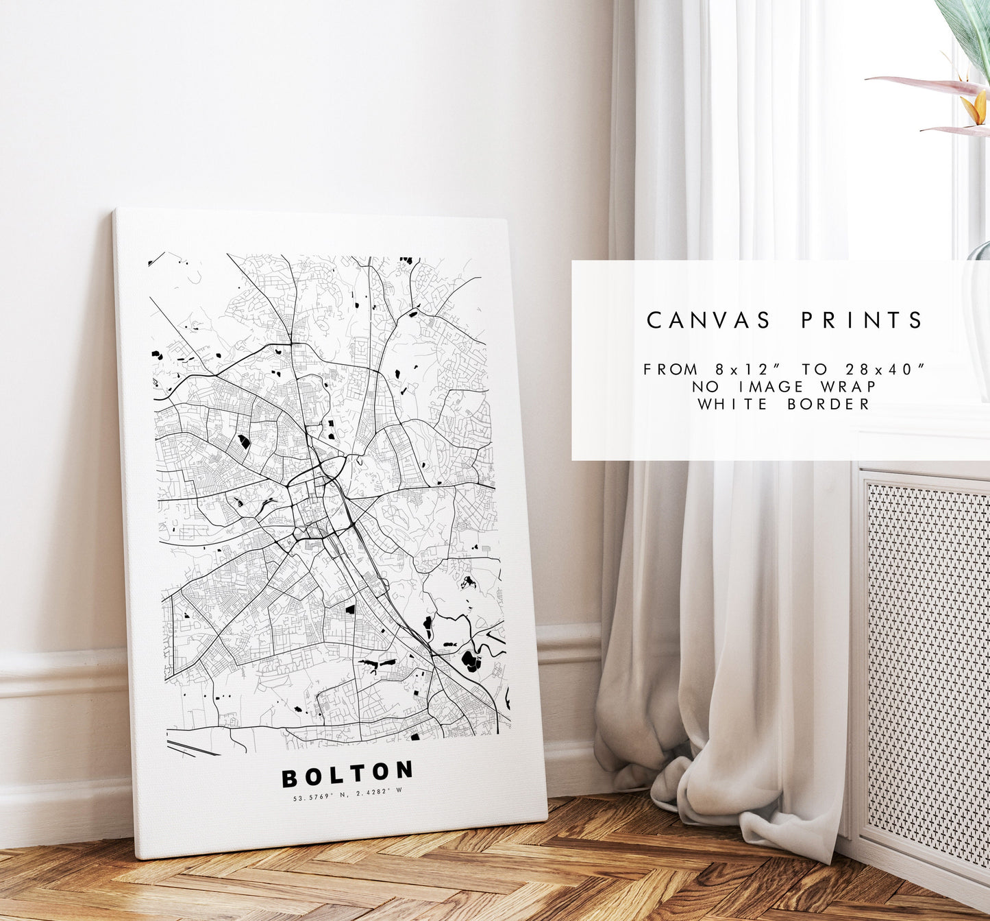 Bolton Map Print - Minimalist City Map Poster - Map Wall Art - UK - Bolton Print - Bolton Poster - Different Colours Available