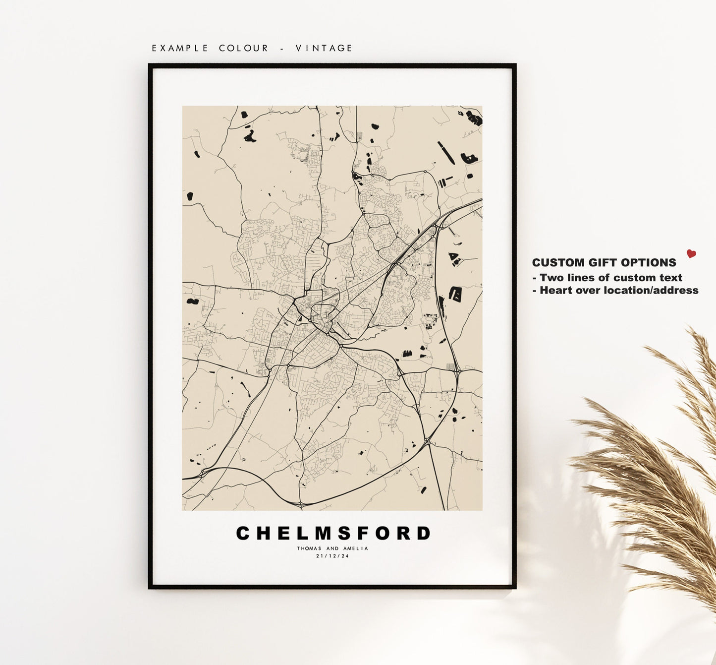 Chelmsford Map Print - Minimalist City Map Poster - Map Wall Art - UK - Chelmsford Print - Chelmsford Poster - Different Colours Available