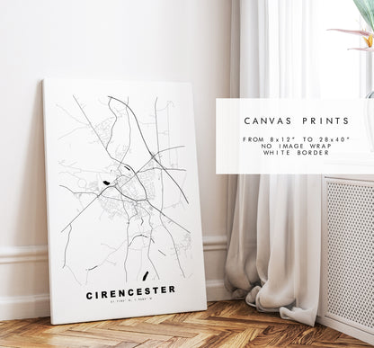 Cirencester Map Print - Minimalist City Map Poster - Map Art - UK - Cirencester Print - Cirencester Poster - Different Colours Available