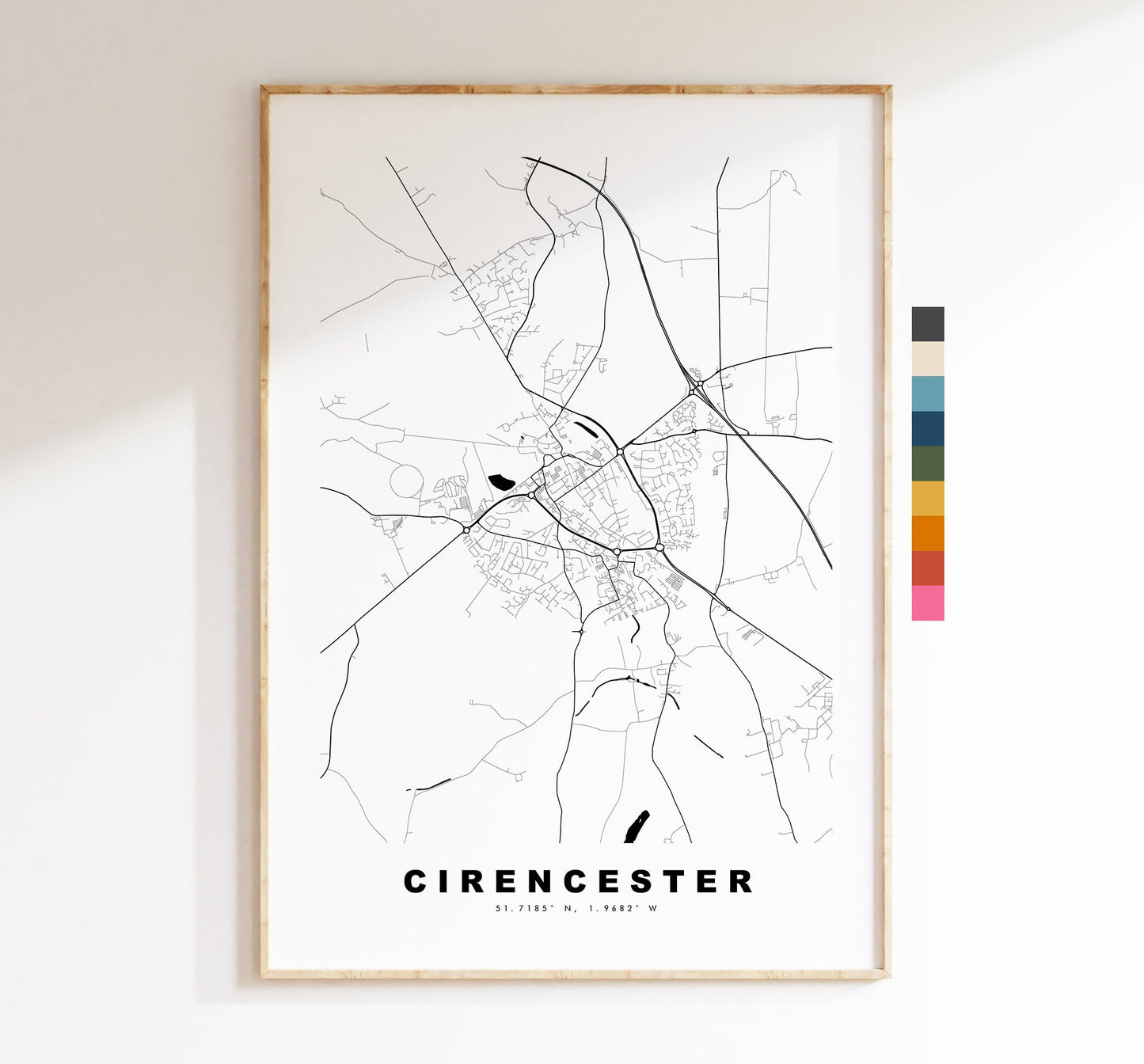 Cirencester Map Print - Minimalist City Map Poster - Map Art - UK - Cirencester Print - Cirencester Poster - Different Colours Available