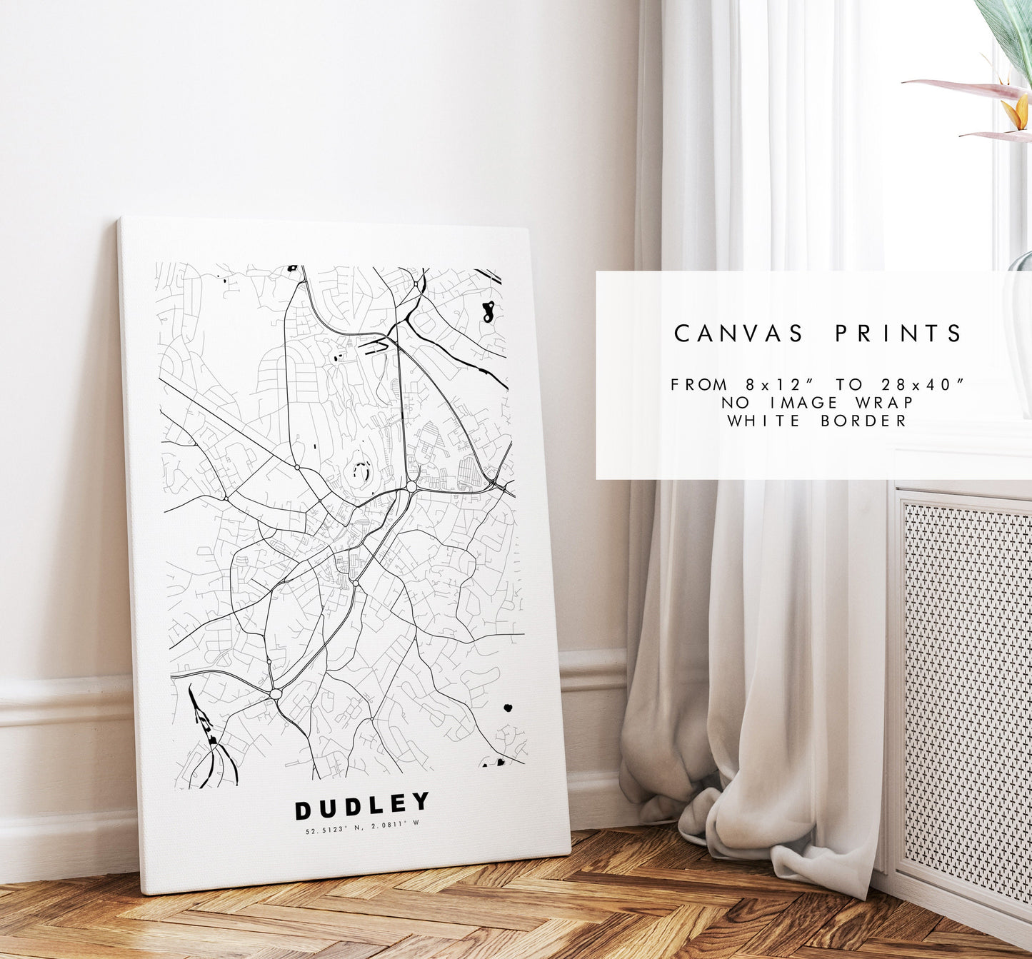 Dudley Map Print - Minimalist City Map Poster - Map Wall Art - UK - Dudley Print - Dudley Poster - Different Colours Available