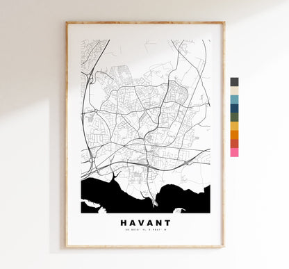 Havant Map Print - Minimalist City Map Poster - Map Wall Art - UK - Havant Print - Havant Poster - Different Colours Available