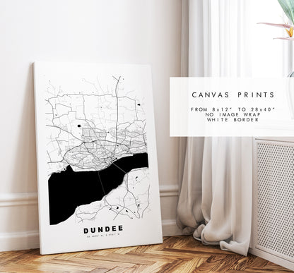 Dundee Map Print - Minimalist City Map Poster - Map Wall Art - Scotland - Dundee Print - Dundee Poster - Different Colours Available