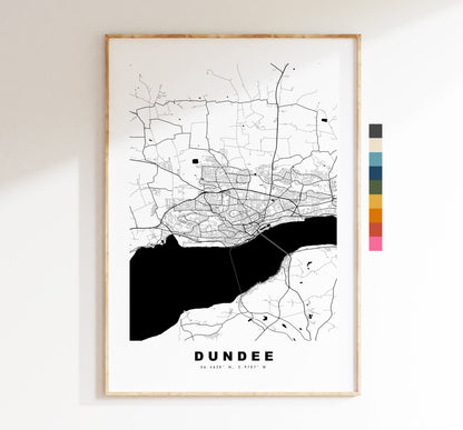 Dundee Map Print - Minimalist City Map Poster - Map Wall Art - Scotland - Dundee Print - Dundee Poster - Different Colours Available