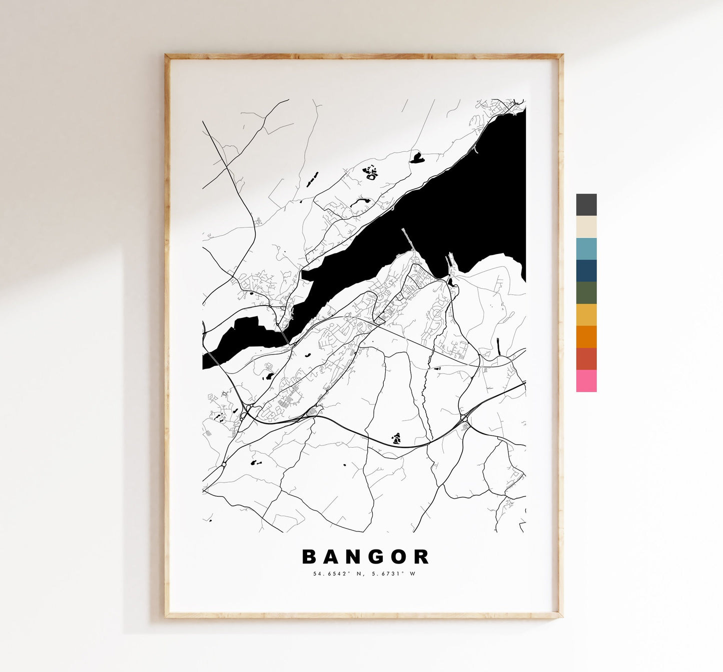 Bangor Map Print - Minimalist City Map Poster - Map Art - Wales - Bangor Print - Bangor Poster - Different Colours Available