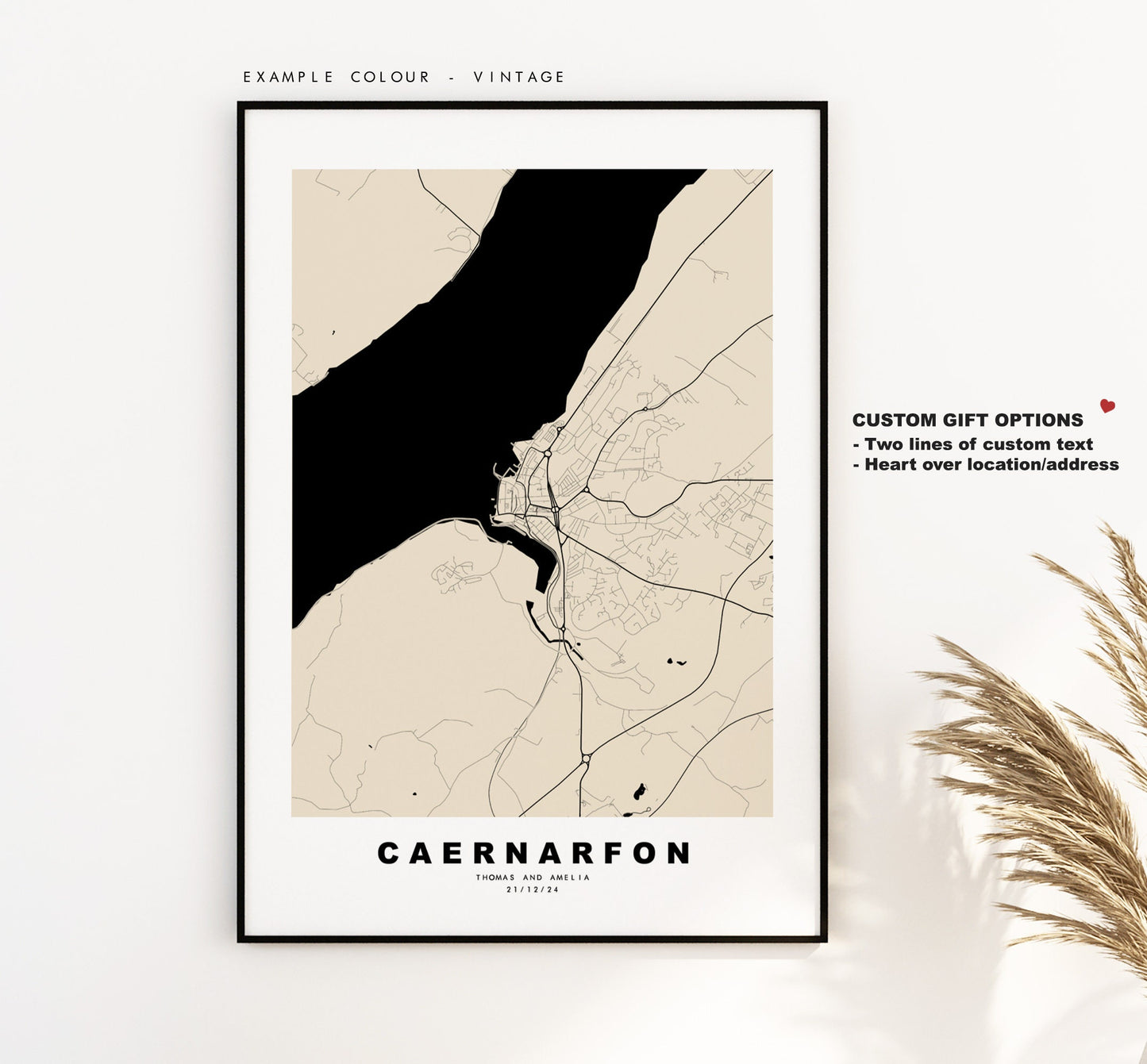 Caernarfon Map Print - Minimalist City Map Poster - Map Art - Wales - Caernarfon Print - Caernarfon Poster - Different Colours Available