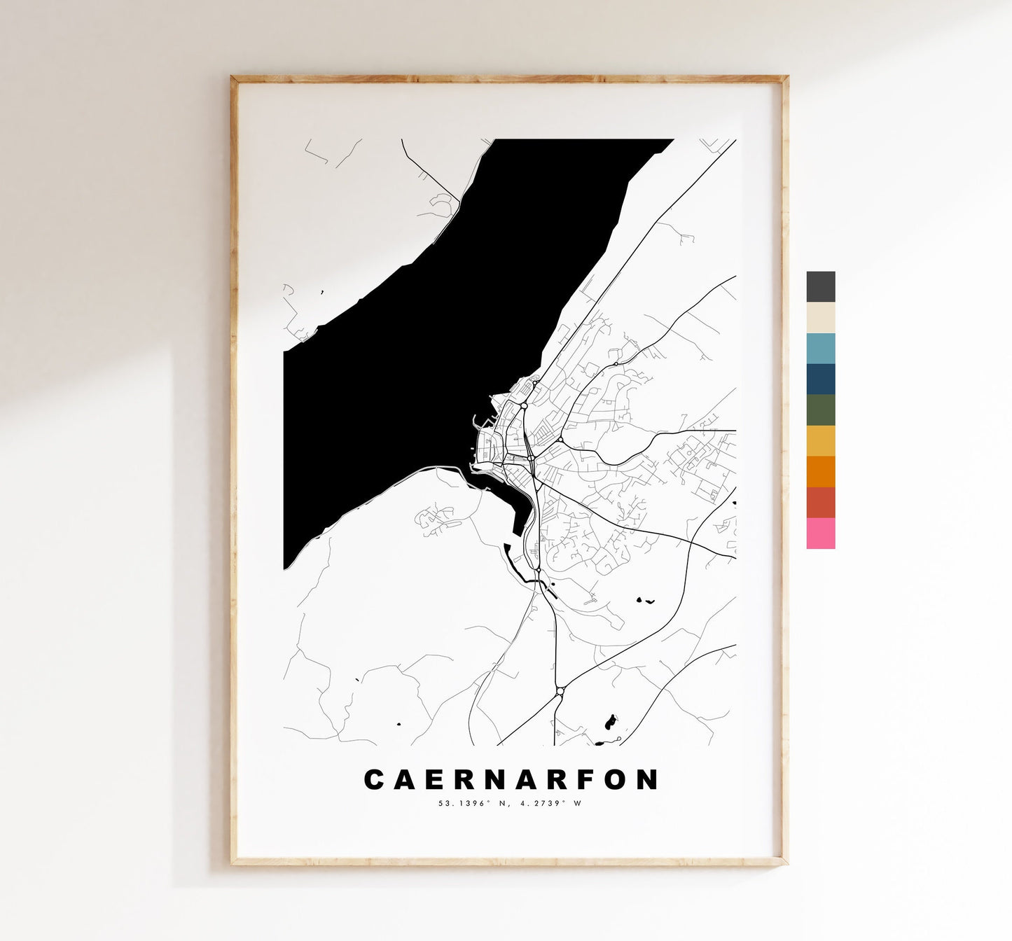 Caernarfon Map Print - Minimalist City Map Poster - Map Art - Wales - Caernarfon Print - Caernarfon Poster - Different Colours Available