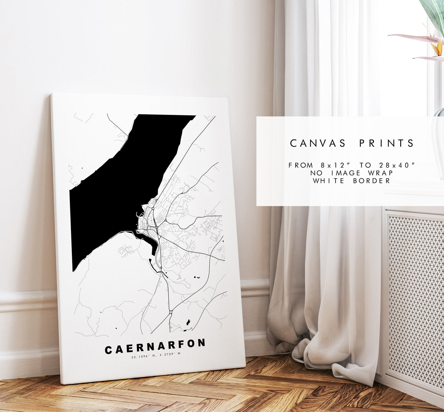 Caernarfon Map Print - Minimalist City Map Poster - Map Art - Wales - Caernarfon Print - Caernarfon Poster - Different Colours Available