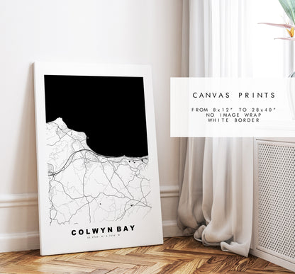 Colwyn Bay Map Print - Minimalist City Map Poster - Map Art - Wales - Colwyn Bay Print - Colwyn Bay Poster - Different Colours Available