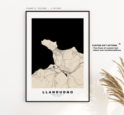 Llandudno Map Print - Minimalist City Map Poster - Map Art - Wales - Llandudno Print - Llandudno Poster - Different Colours Available