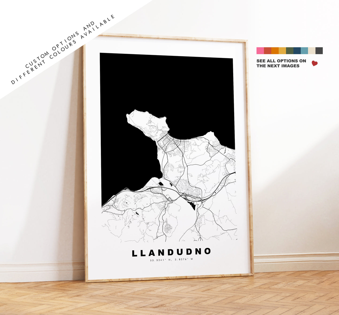 Llandudno Map Print - Minimalist City Map Poster - Map Art - Wales - Llandudno Print - Llandudno Poster - Different Colours Available