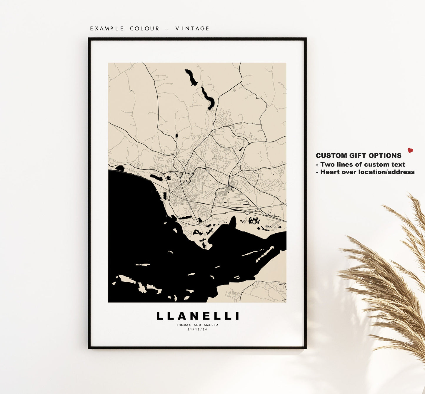 Llanelli Map Print - Minimalist City Map Poster - Map Art - Wales - Llanelli Print - Llanelli Poster - Different Colours Available