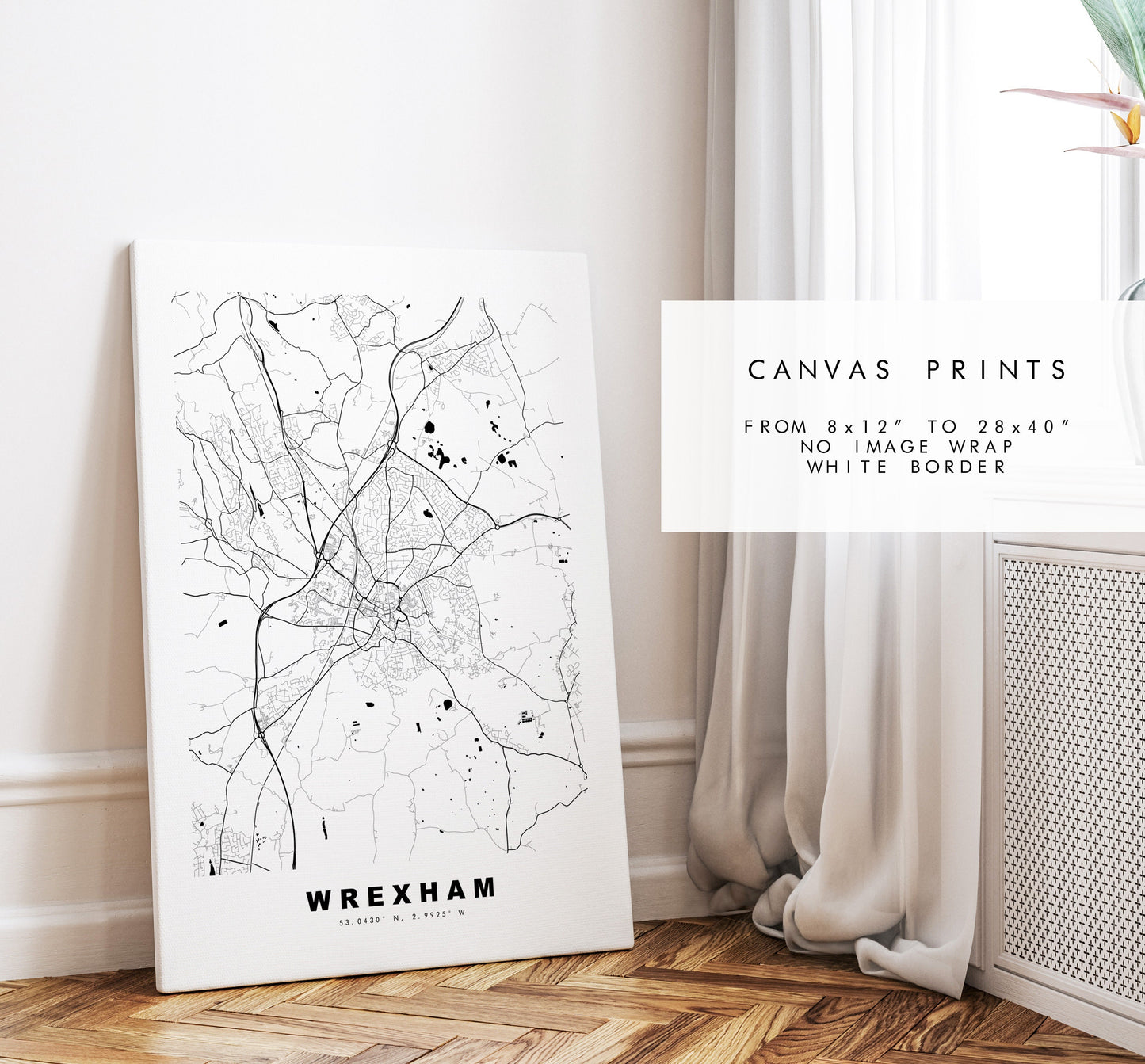 Wrexham Map Print - Minimalist City Map Poster - Map Art - Wales - Wrexham Print - Wrexham Poster - Different Colours Available