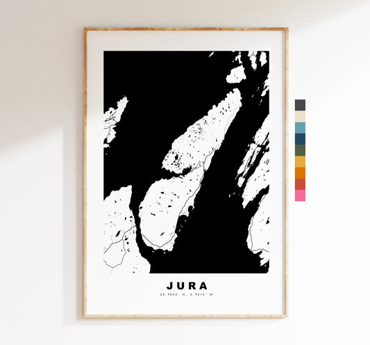 Jura Map Print - Minimalist Map Poster - Map Wall Art - Scotland - Isle of Jura Print - Jura Poster - Different Colours Available