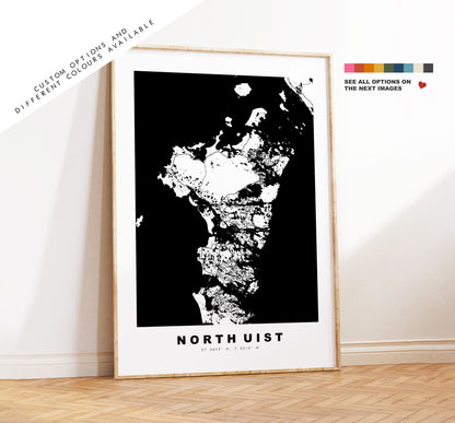 North Uist Map Print - Minimalist Map Poster - Map Wall Art - Scotland - North Uist Print - North Uist Poster - Different Colours Available