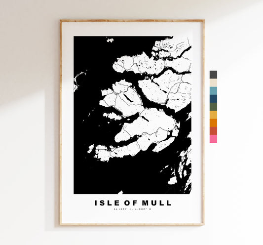 Isle of Mull Map Print - Minimalist Map Poster - Map Wall Art - Scotland - Isle of Mull Print - Mull Poster - Different Colours Available