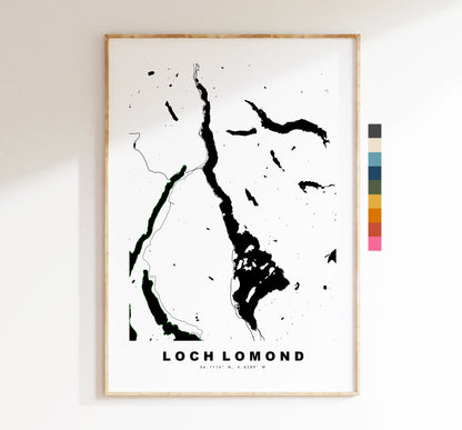 Loch Lomond Map Print - Minimalist Map Poster - Map Art - Scotland - Loch Lomond Print - Loch Lomond Poster - Different Colours Available