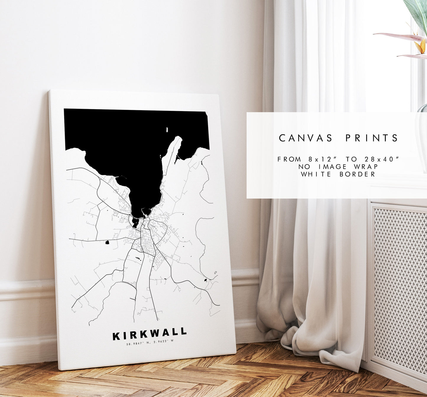 Kirkwall Map Print - Minimalist City Map Poster - Map Wall Art - Scotland - Kirkwall Print - Kirkwall Poster - Different Colours Available