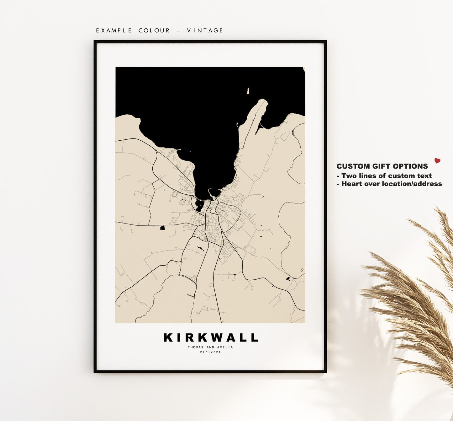 Kirkwall Map Print - Minimalist City Map Poster - Map Wall Art - Scotland - Kirkwall Print - Kirkwall Poster - Different Colours Available