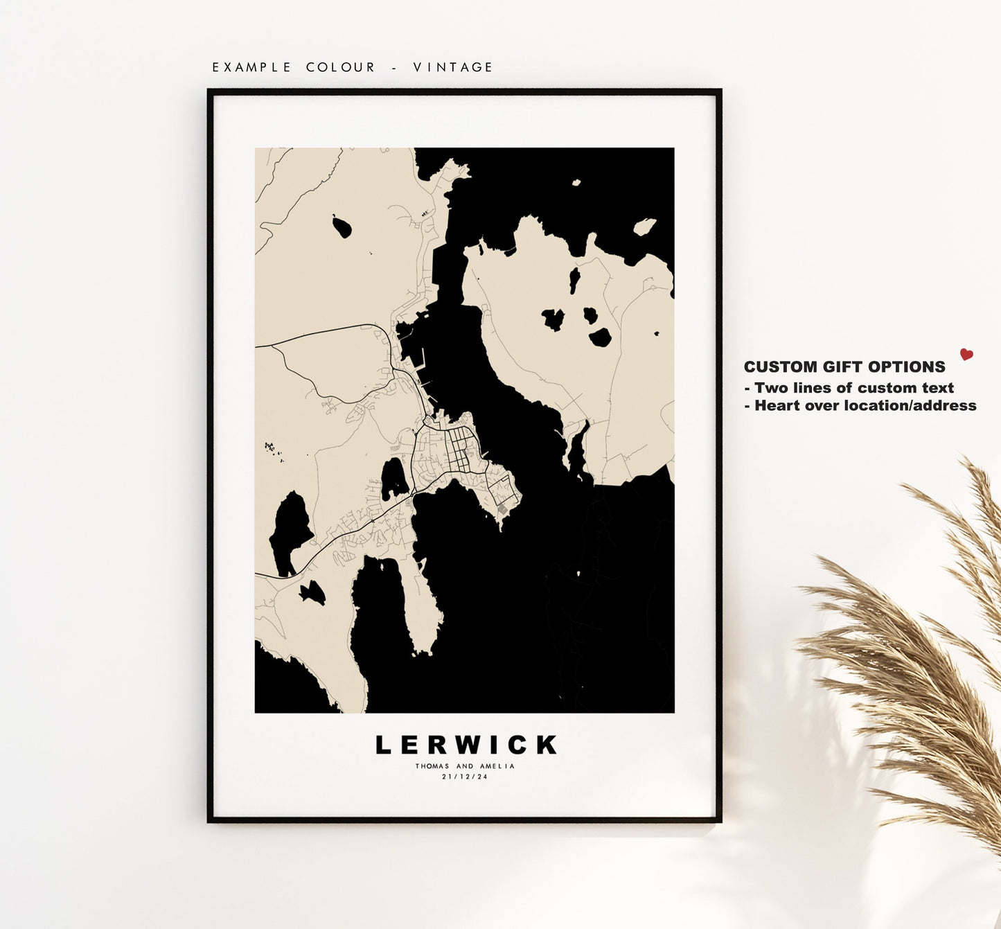 Lerwick Map Print - Minimalist City Map Poster - Map Wall Art - Scotland - Lerwick Print - Lerwick Poster - Different Colours Available