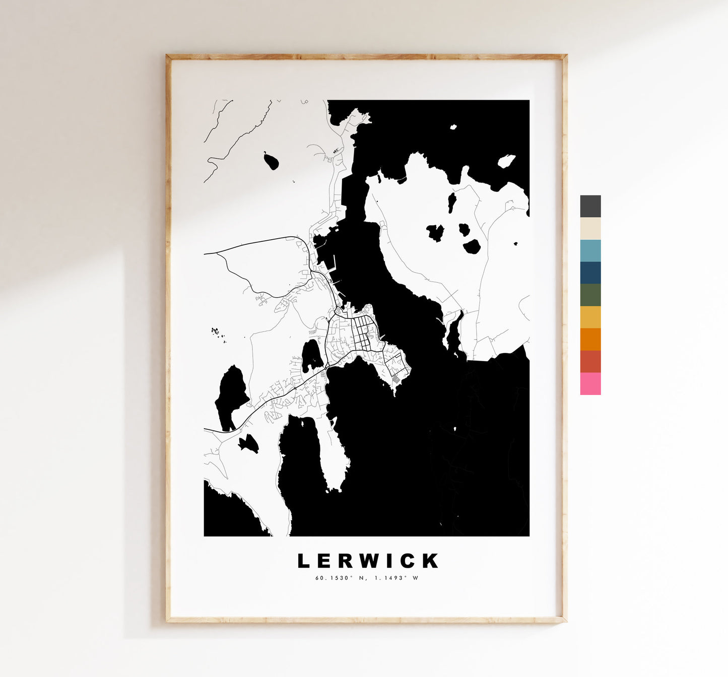 Lerwick Map Print - Minimalist City Map Poster - Map Wall Art - Scotland - Lerwick Print - Lerwick Poster - Different Colours Available