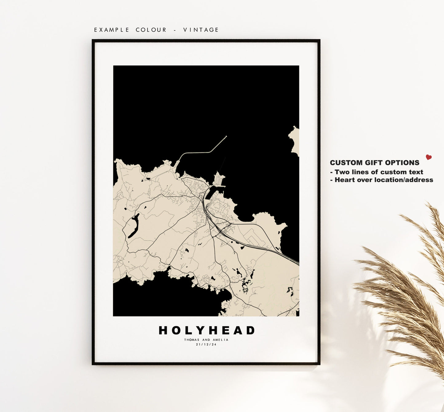 Holyhead Map Print - Minimalist City Map Poster - Map Art - Wales - Holyhead Print - Holyhead Poster - Different Colours Available