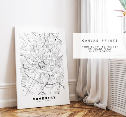 Coventry Map Print - Minimalist City Map Poster - Map Art - UK - Coventry Print - Coventry Poster - Different Colours Available