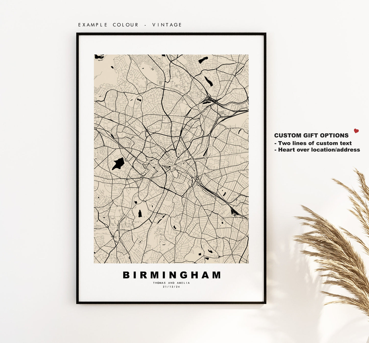 Birmingham Map Print - Minimalist City Map Poster - Map Art - UK - Birmingham Print - Birmingham Poster - Different Colours Available