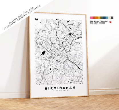 Birmingham Map Print - Minimalist City Map Poster - Map Art - UK - Birmingham Print - Birmingham Poster - Different Colours Available