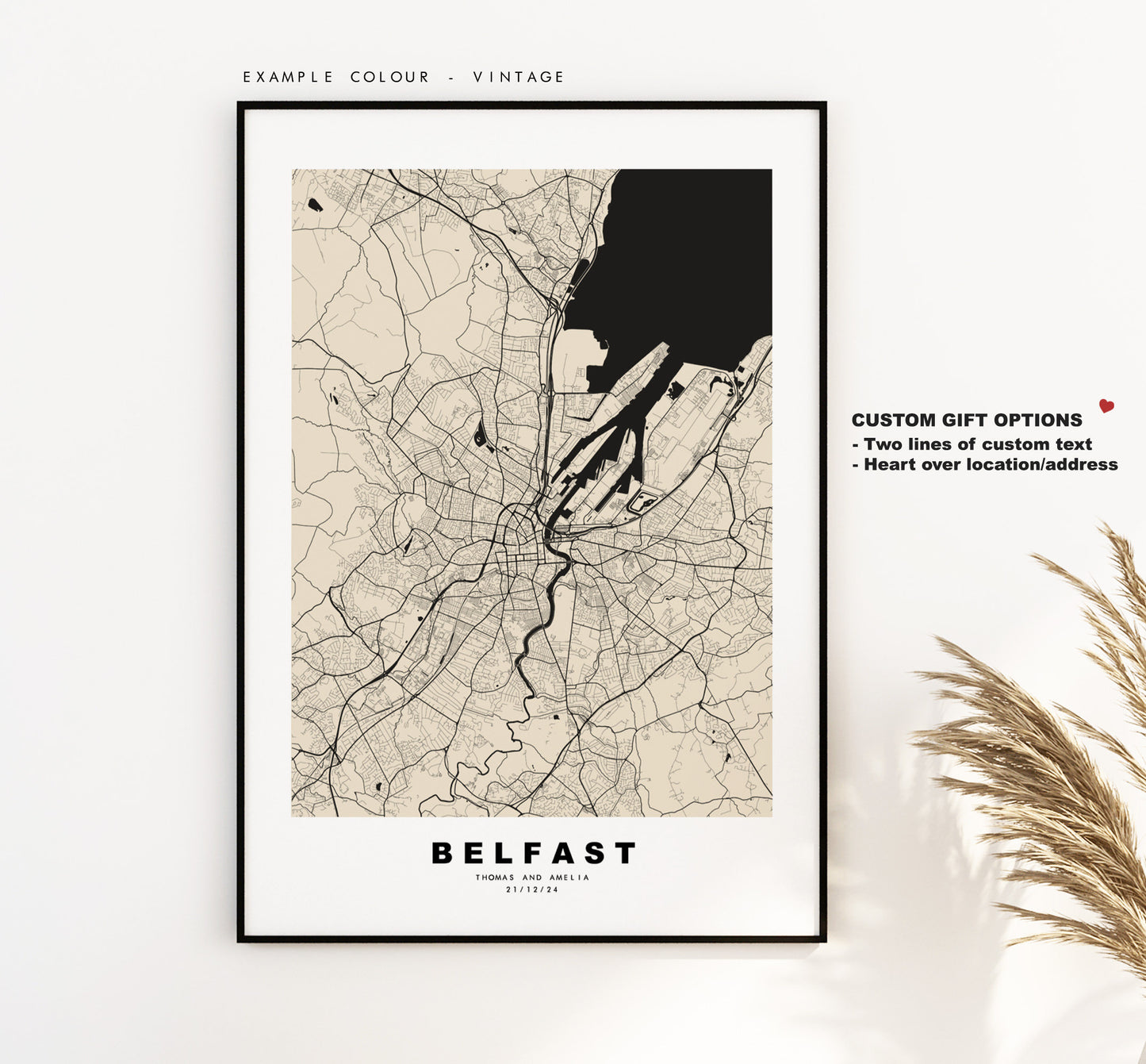 Belfast Map Print - Minimalist City Map Poster - Map Art - UK - Belfast Print - Belfast Poster - Different Colours Available