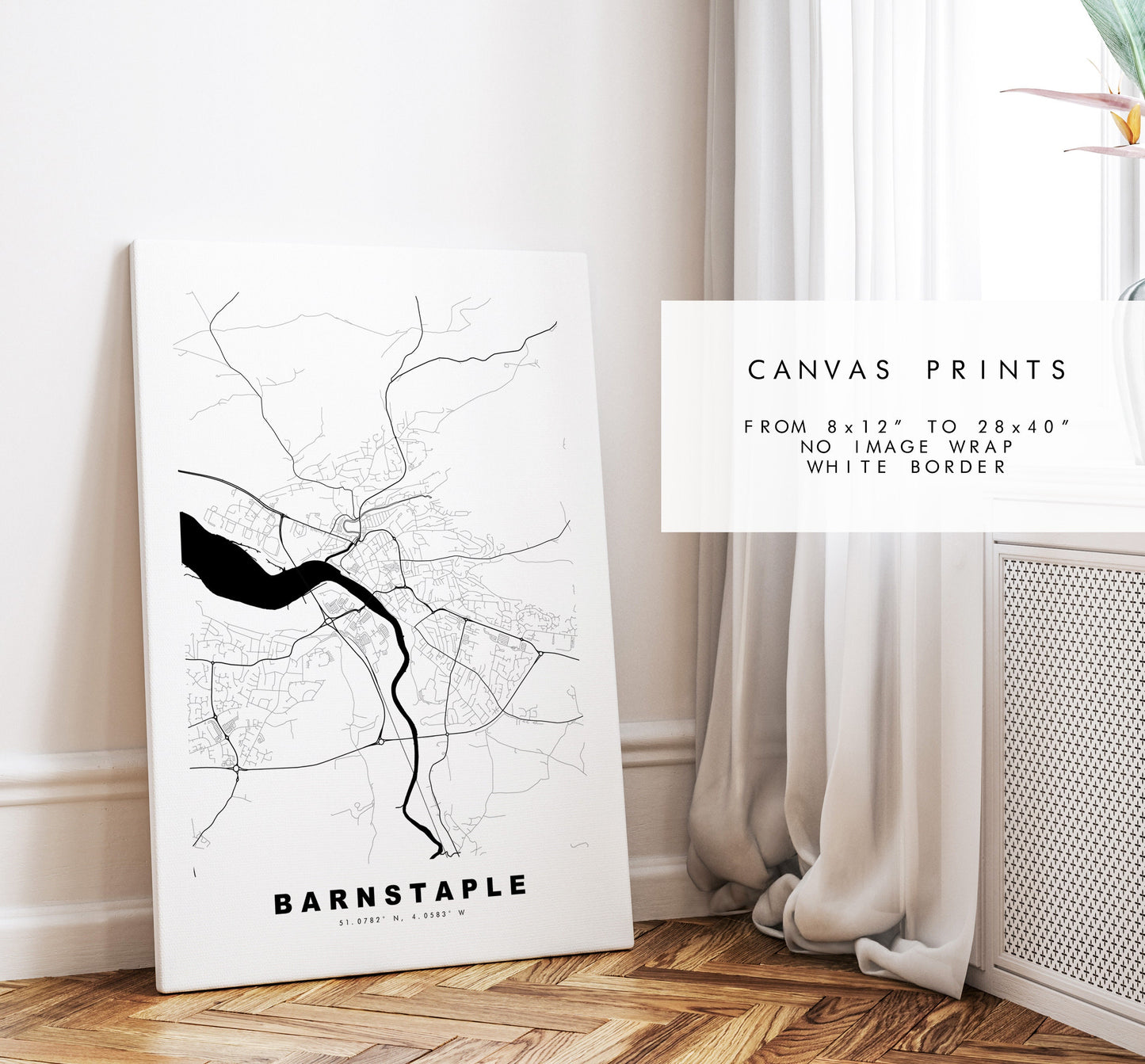 Barnstaple Map Print - Minimalist City Map Poster - Map Wall Art - UK - Barnstaple Print - Barnstaple Poster - Different Colours Available