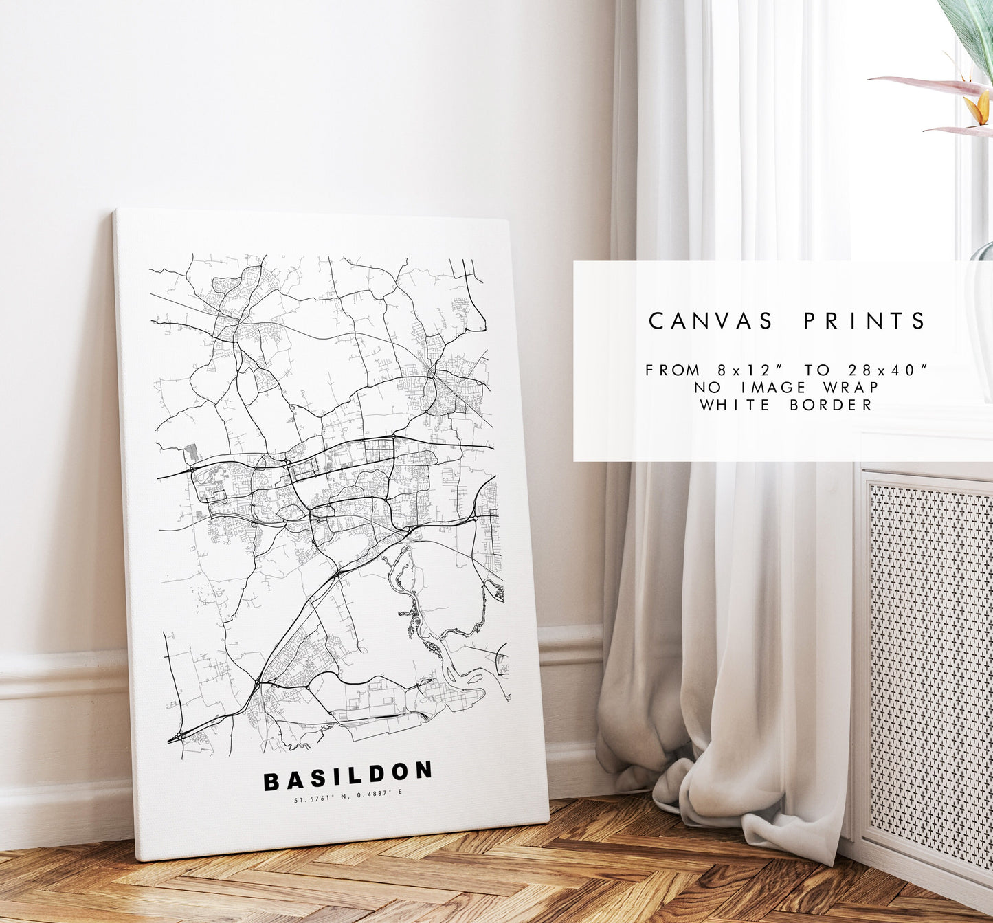 Basildon Map Print - Minimalist City Map Poster - Map Wall Art - UK - Basildon Print - Basildon Poster - Different Colours Available